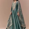 Sea Green Zardozi Anarkali with Dupatta