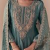 Sea Green Zardozi Anarkali with Dupatta
