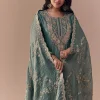 Sea Green Zardozi Anarkali with Dupatta