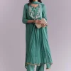 Green Chinon Anarkali Suit With Sequin And Resham Embroidery