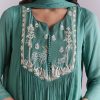 Green Chinon Anarkali Suit With Sequin And Resham Embroidery