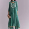 Green Chinon Anarkali Suit With Sequin And Resham Embroidery