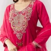 Pink Zardosi Sweetheart Anarkali Pant Set With Dupatta