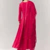 Pink Zardosi Sweetheart Anarkali Pant Set With Dupatta