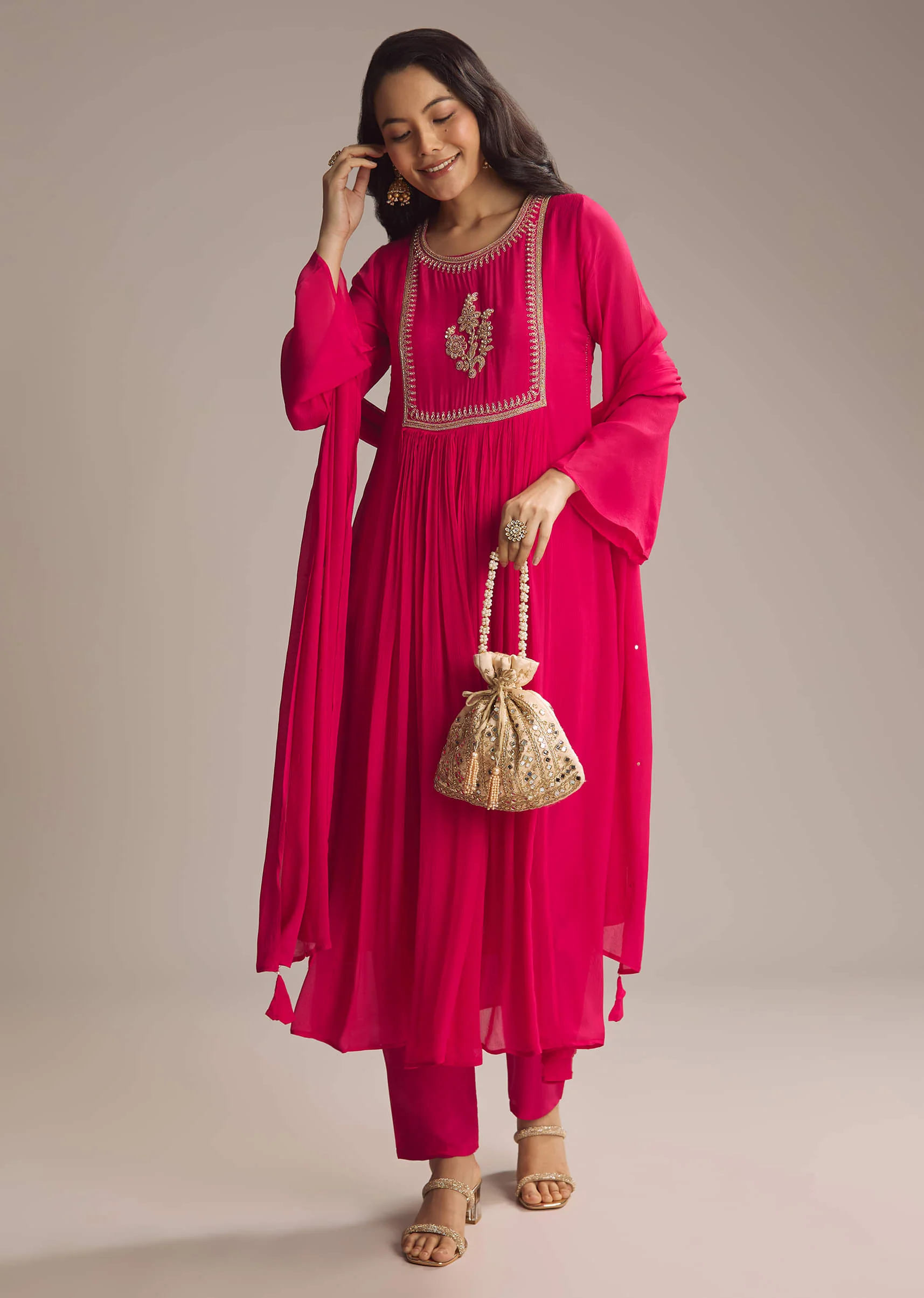 19776-pink-chinon-anarkali-suit-with-zari-work-1.webp Pink Chinon Anarkali Suit With Zari Work