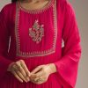 Pink Chinon Anarkali Suit With Zari Work