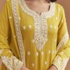 Yellow Cotton Anarkali Suit With Delicate Resham Work