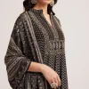 Black Printed Anarkali Set With Dupatta