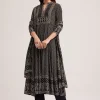 Black Printed Anarkali Set With Dupatta