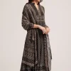 Black Printed Anarkali Set With Dupatta