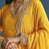 Mustard Chinon Anarkali Suit With Zardosi Work Dupatta
