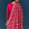 Hot Pink Thread Embroidered Anarkali with Dupatta