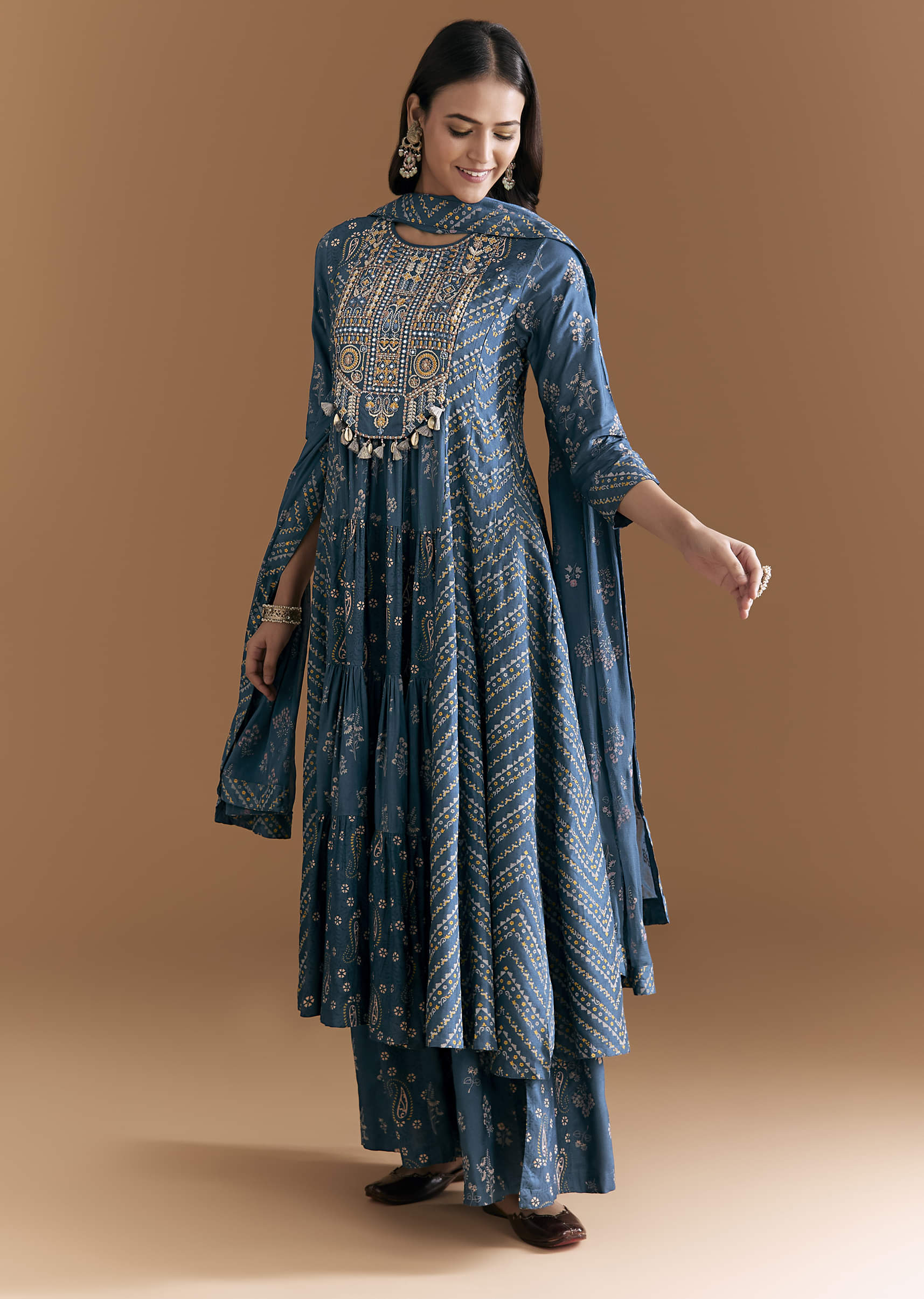 19849-blue-cotton-embroidered-anarkali-suit-with-floral-and-paisley-print-1.jpg Blue Cotton Embroidered Anarkali Suit With Floral And Paisley Print