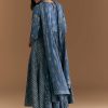 Blue Cotton Embroidered Anarkali Suit With Floral And Paisley Print
