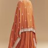 Orange Chinon Anarkali Suit With Intricate Hand Embroidery