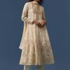 Cream A-Line Resham Embroidered Anarkali Set