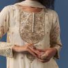 Cream A-Line Resham Embroidered Anarkali Set