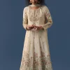 Cream A-Line Resham Embroidered Anarkali Set