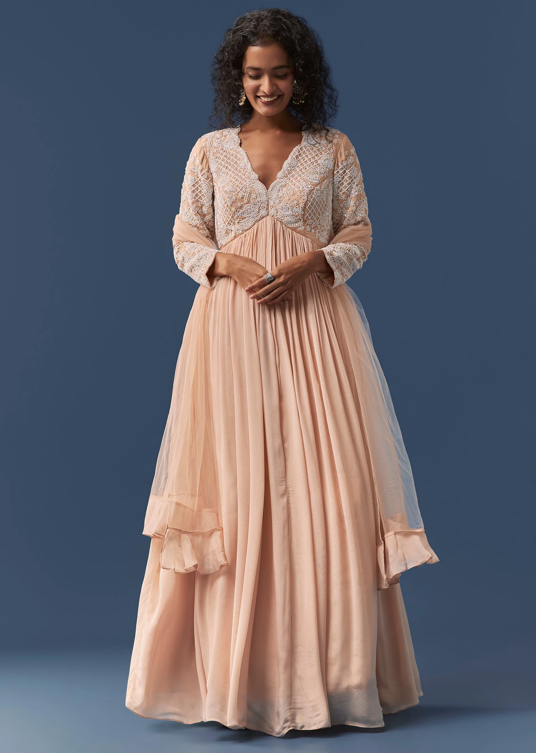 19870-peach-chinon-embroidered-anarkali-set-1.webp Peach Chinon Embroidered Anarkali Set