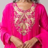 Hot Pink Gota Work Silk Anarkali Set