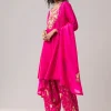 Hot Pink Gota Work Silk Anarkali Set
