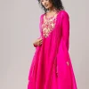 Hot Pink Gota Work Silk Anarkali Set