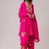 Hot Pink Gota Work Silk Anarkali Set
