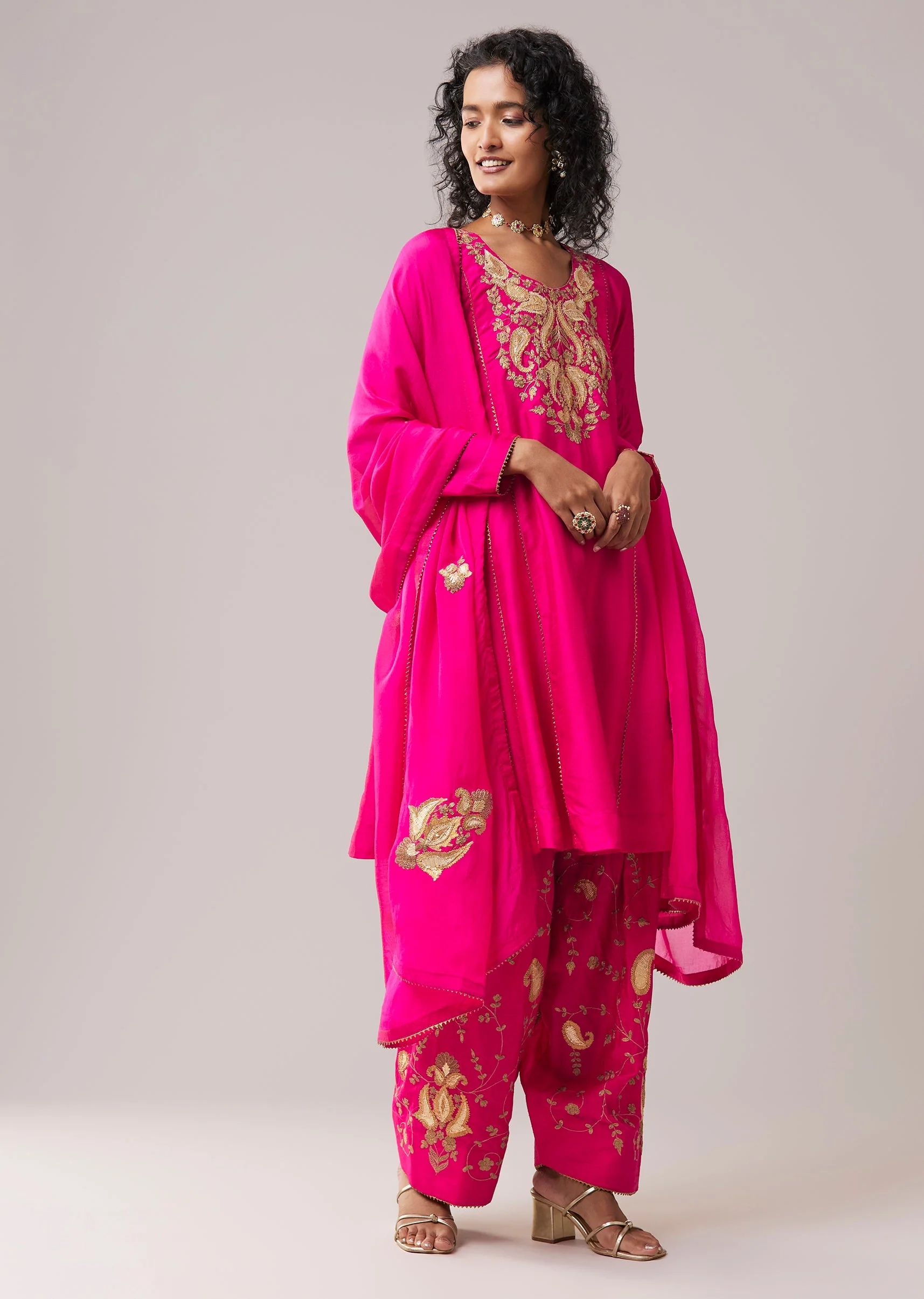 19879-xs-xs-variation-1.webp Hot Pink Gota Work Silk Anarkali Set