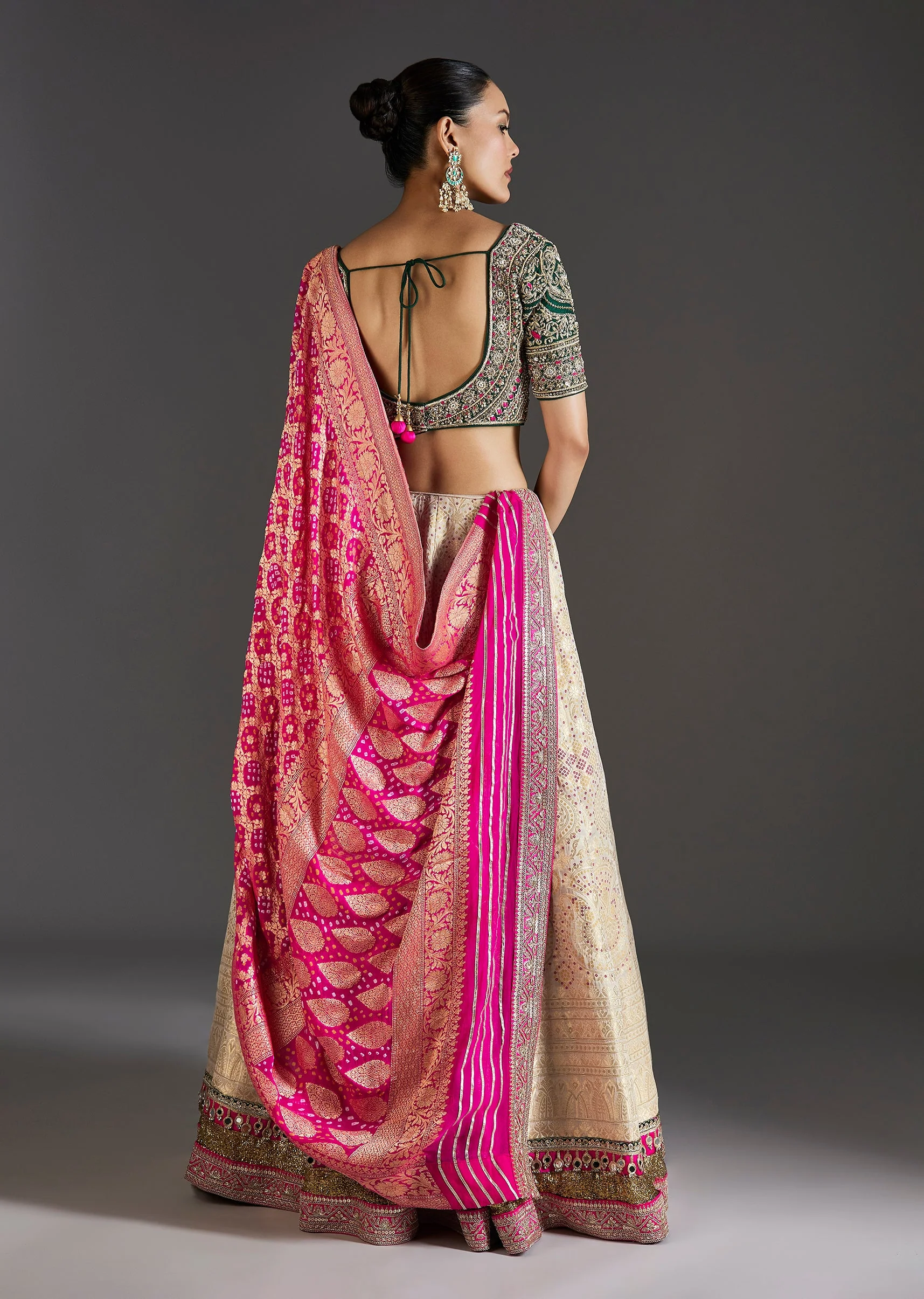 Beige Brocade Lehenga With Subtle Sparkle