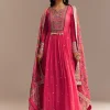 Pink Resham Embroidered Anarkali Set