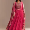 Pink Resham Embroidered Anarkali Set