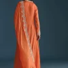 Orange Chinon Anarkali Suit With Embroidered Dupatta