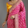 Rani Pink Khadi Georgette Saree With Satin Blouse