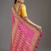 Rani Pink Khadi Georgette Saree With Satin Blouse