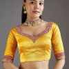 Rani Pink Khadi Georgette Saree With Satin Blouse
