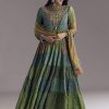 Multi Color Printed Chanderi Anarkali With Stitch Work