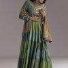 Multi Color Printed Chanderi Anarkali With Stitch Work