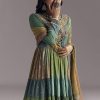 Multi Color Printed Chanderi Anarkali With Stitch Work