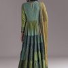 Multi Color Printed Chanderi Anarkali With Stitch Work