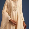 19968-cream-jacquard-kurta-set-with-banarasi-silk-dupatta-4.webp Cream Jacquard Kurta Set With Banarasi Silk Dupatta