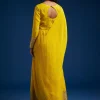Yellow Tissue Anarkali Set With Gotta Work