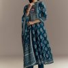 Indigo Blue Muslin Printed Anarkali Suit