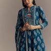 Indigo Blue Muslin Printed Anarkali Suit