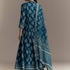 Indigo Blue Muslin Printed Anarkali Suit