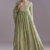 Green Chanderi Anarkali Suit With Boho Prints