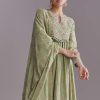 Green Chanderi Anarkali Suit With Boho Prints