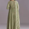 Green Chanderi Anarkali Suit With Boho Prints