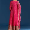 Pink Russian Silk Bandhani Anarkali With Leheriya Dupatta