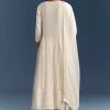 Ivory Chanderi Anarkali Suit With Thread And Sequins Embroidery