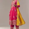 Pink Anarkali Suit With Zari Cut Dana And Sequins Work